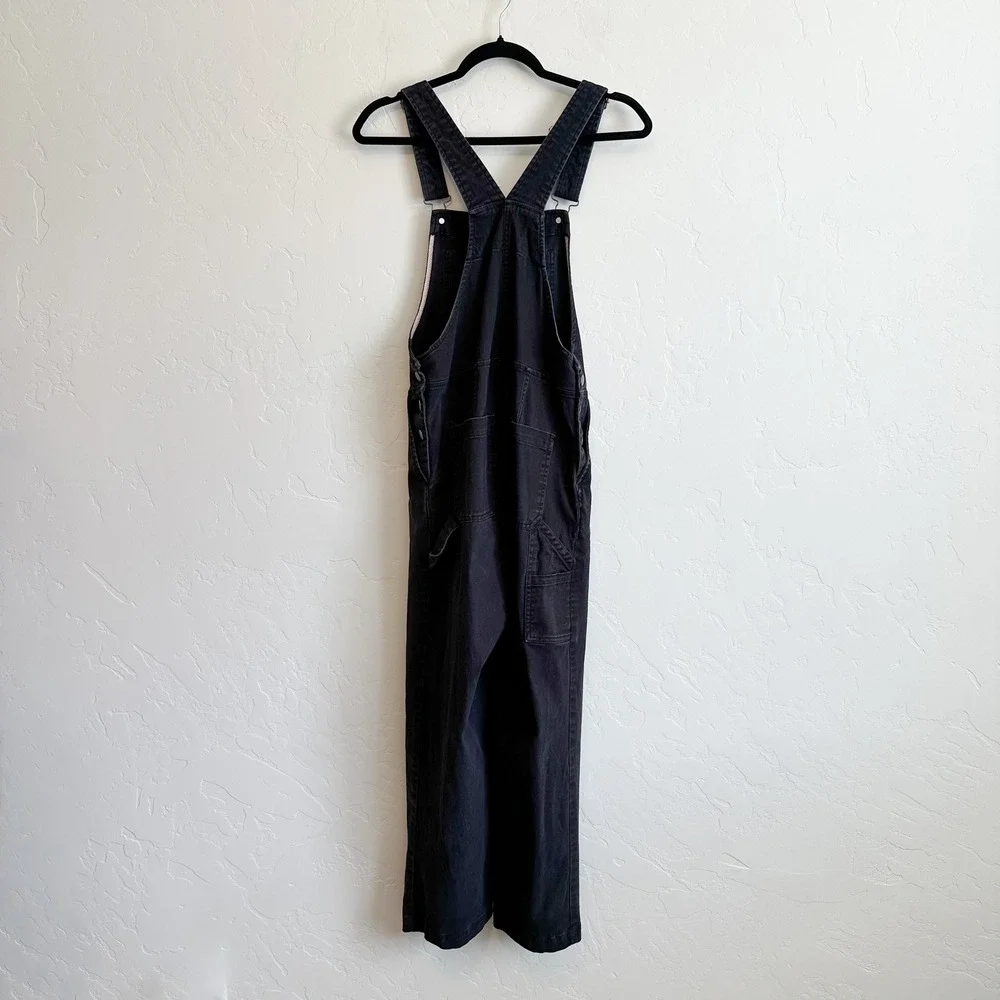 Wildfang | Essential Straight Leg Utility Cotton Denim Overalls in Black‎